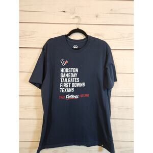 47 Brand Houston Texans Men's Blue Crewneck NFL Football Sports T-Shirt Size XXL